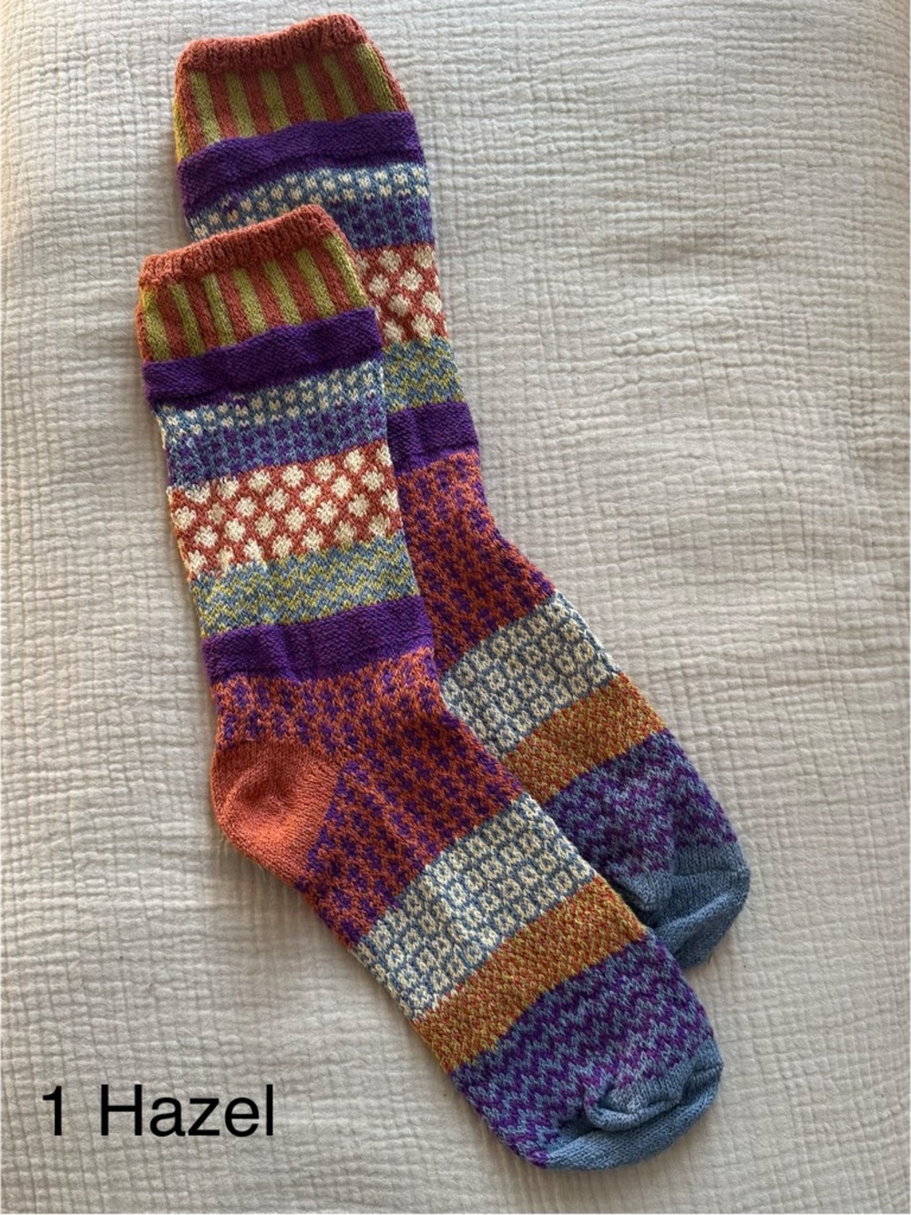 Hazel Solmate Multicolor Socks in Purple, Orange, Blue & Green